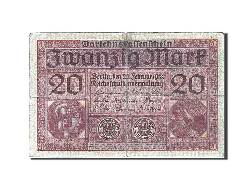 Banknote, Germany, 20 Mark, 1917-1918, 1918-02-20, KM:57, VF(20-25)