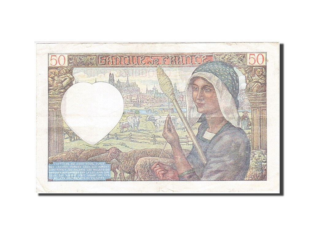 Billete, Francia, 50 Francs, 1941, 1940-06-13, MBC, Fayette:19.1, KM:93