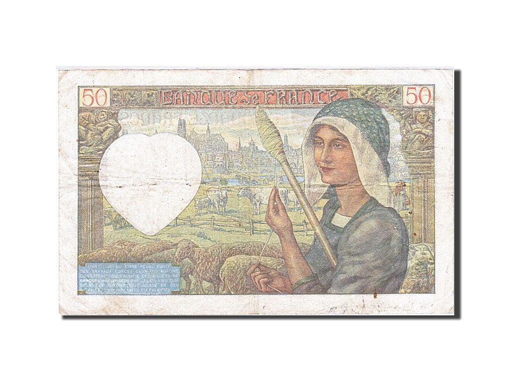 Banknot, Francja, 50 Francs, 1941, 1941-04-24, EF(40-45), Fayette:19.9, KM:93