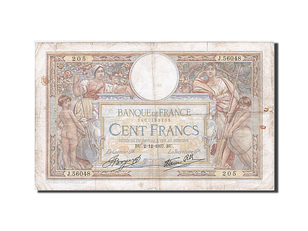 Banknote, France, 100 Francs, 1906, 1937-12-02, VF(20-25), Fayette:25.4, KM:86a