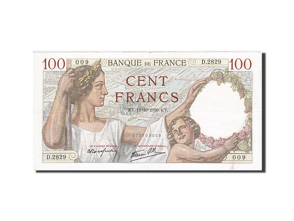 Banknot, Francja, 100 Francs, 1939, 1939-10-12, AU(55-58), Fayette:26.10, KM:94