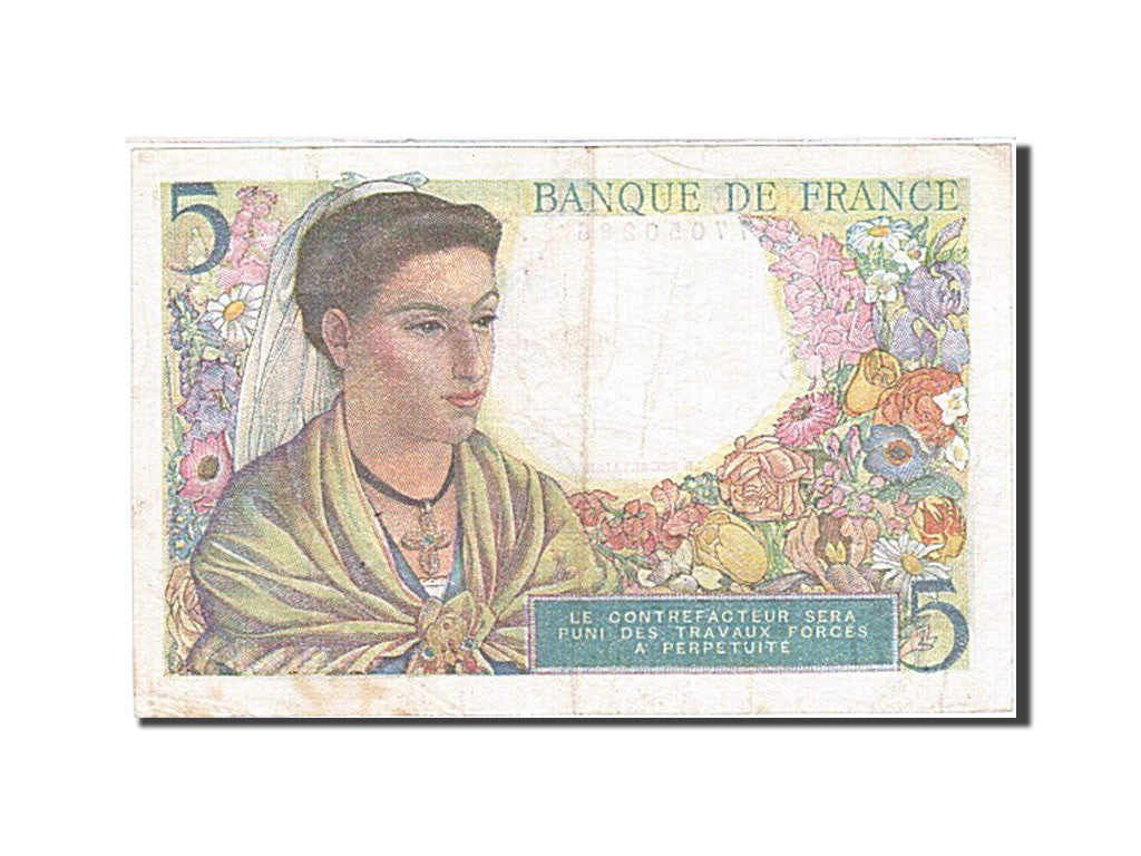 Banconote, Francia, 5 Francs, 1943, 1943-08-05, BB, Fayette:5.3, KM:98a
