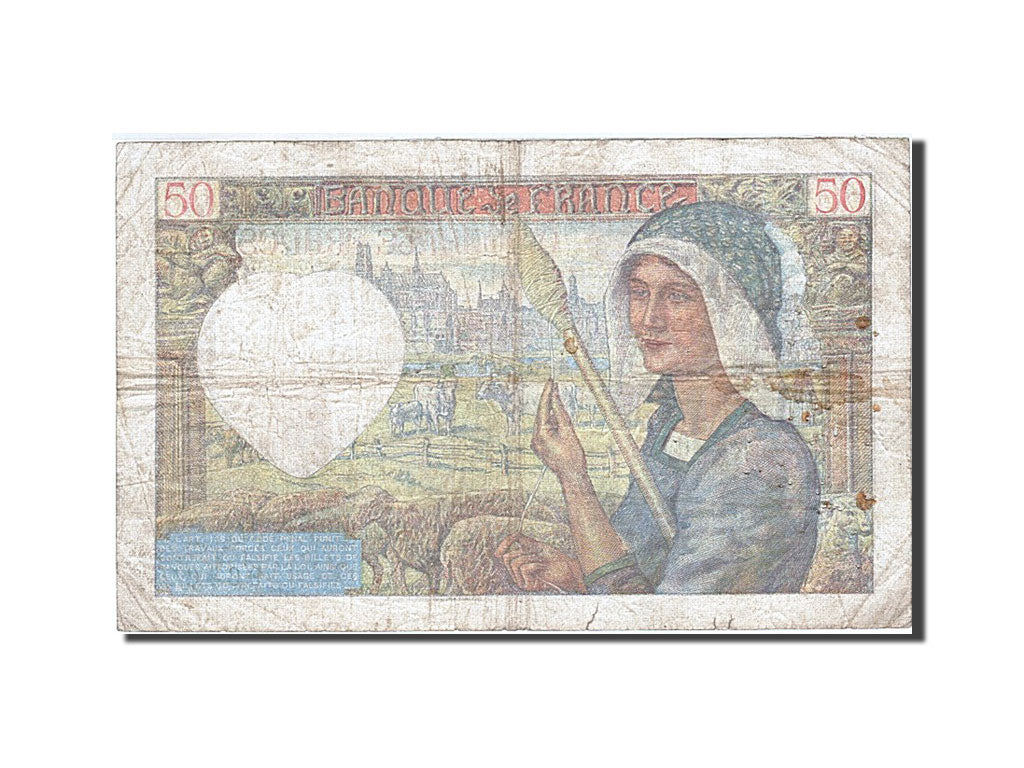 Geldschein, Frankreich, 50 Francs, 1941, 1940-06-13, S, Fayette:19.1, KM:93