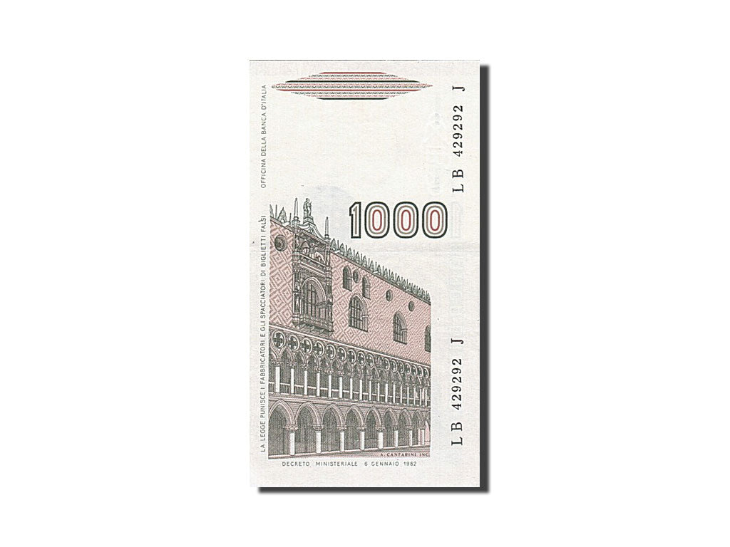 Geldschein, Italien, 1000 Lire, 1982-1983, 1982-01-06, KM:109a, UNZ