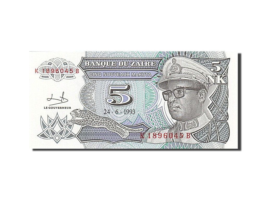 Billete, 5 Nouveaux Makuta, 1993, Zaire, KM:48a, 1993-06-24, UNC