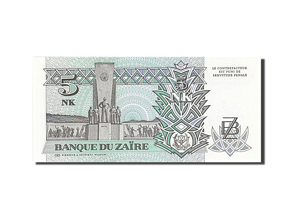 Billete, 5 Nouveaux Makuta, 1993, Zaire, KM:48a, 1993-06-24, UNC