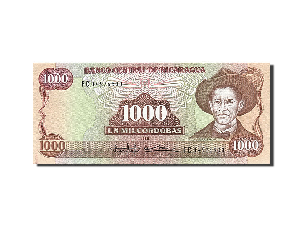 Banknot, Nicaragua, 1000 Cordobas, 1985-1988, 1985, KM:156b, UNC(65-70)