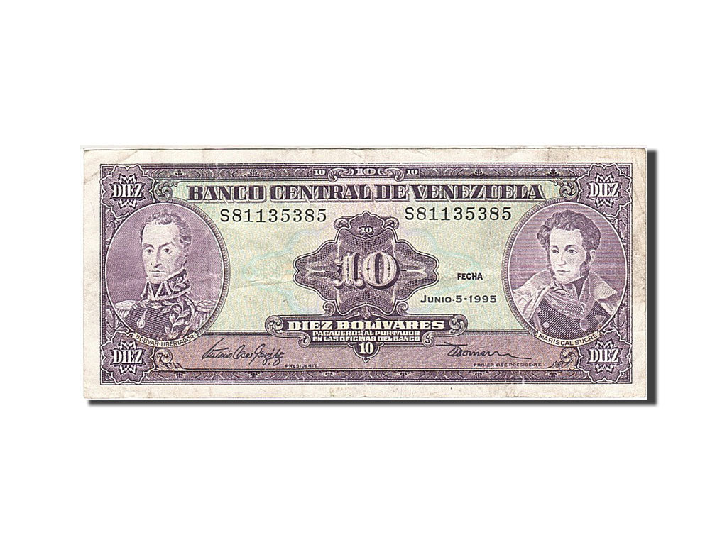 Banknote, Venezuela, 10 Bolívares, 1981-1988, 1995-06-05, KM:61d, EF(40-45)