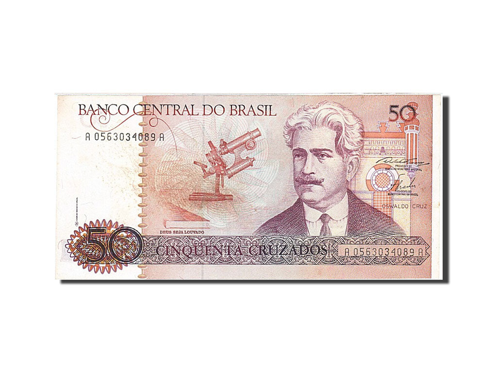 Banknote, Brazil, 50 Cruzados, 1986, 1986, KM:210a, AU(55-58)