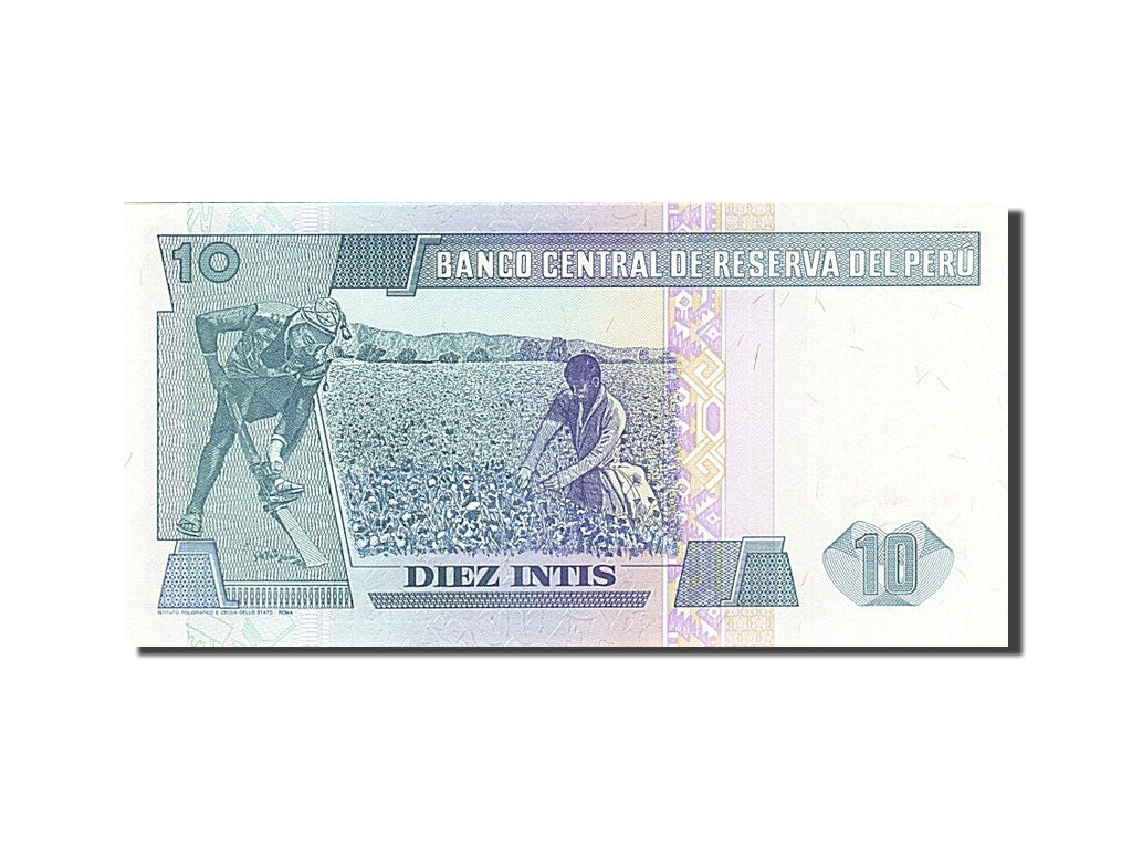 Geldschein, Peru, 10 Intis, 1985-1991, 1987-06-26, KM:129, UNZ