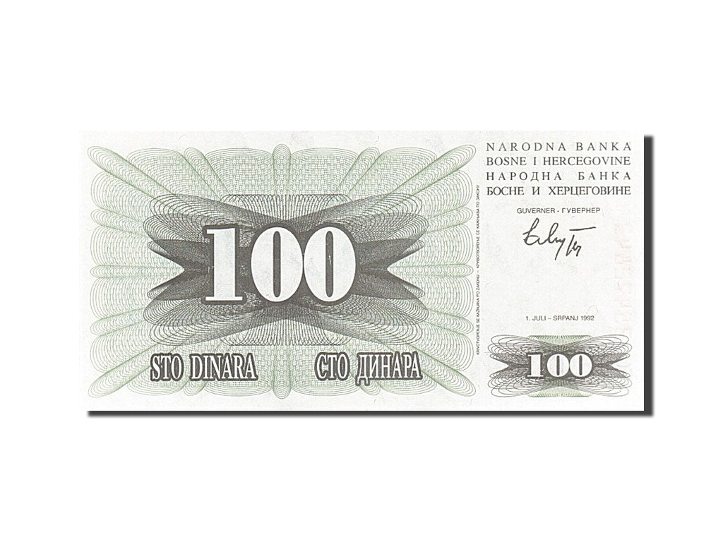 Billete, 100 Dinara, 1992-1993, Bosnia - Herzegovina, KM:13a, 1992-07-01, UNC