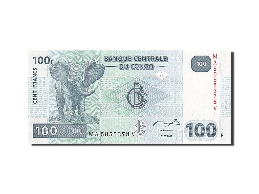 Geldschein, Congo Democratic Republic, 100 Francs, 2007, 2007-07-31, KM:98a, UNZ