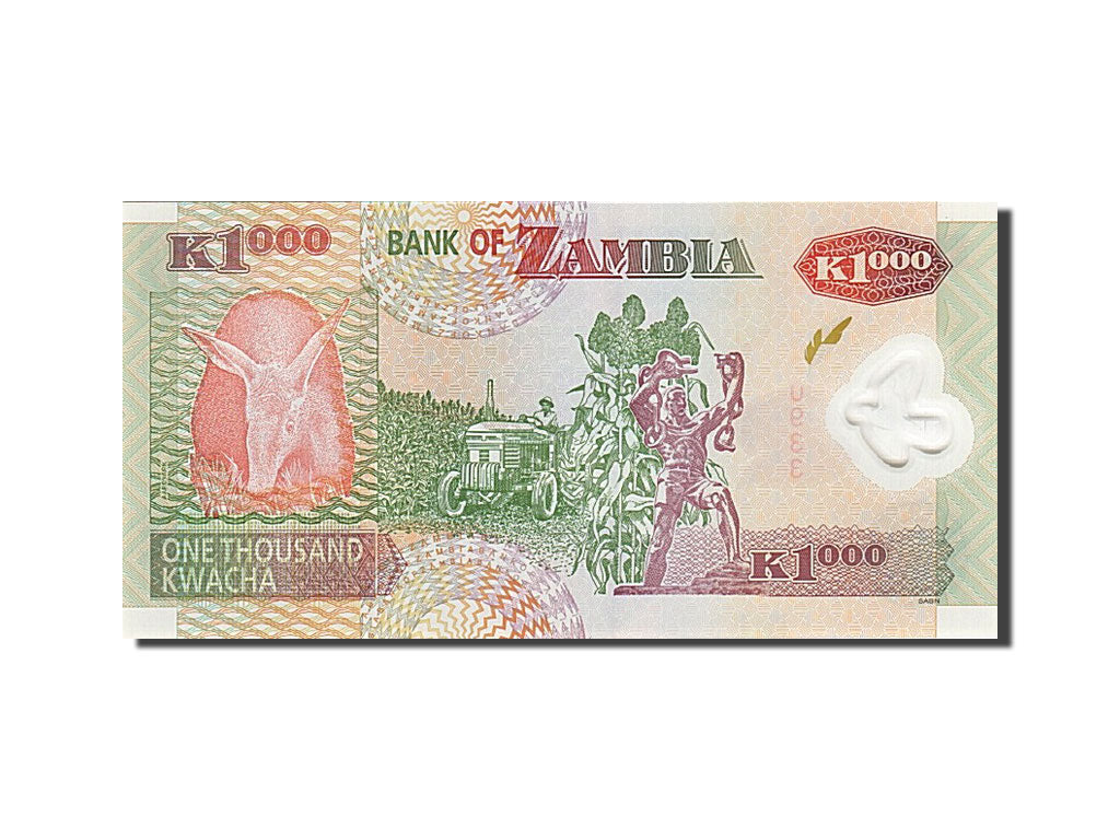 Banconote, Zambia, 1000 Kwacha, 2003, KM:44g, 2009, FDS