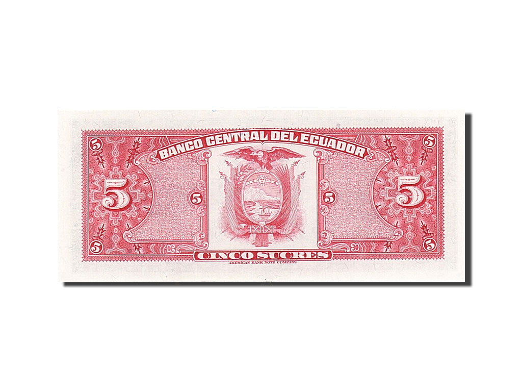 Billete, 5 Sucres, 1975-1980, Ecuador, KM:108b, 1983-04-20, UNC