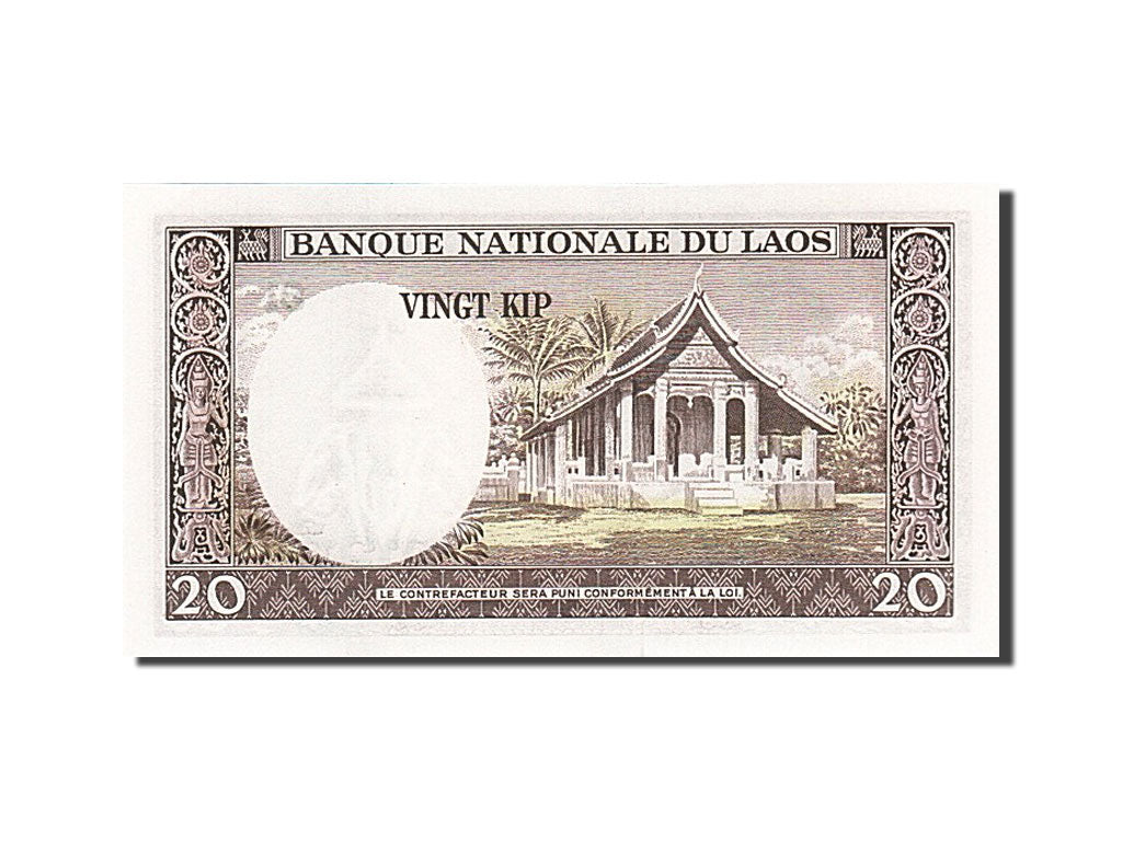 Banconote, Laos, 20 Kip, 1962-1963, KM:11b, Undated (1963), FDS