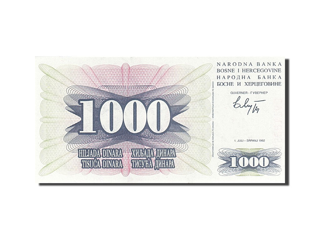 Geldschein, Bosnia - Herzegovina, 1000 Dinara, 1992-1993, 1992-07-01, KM:15a