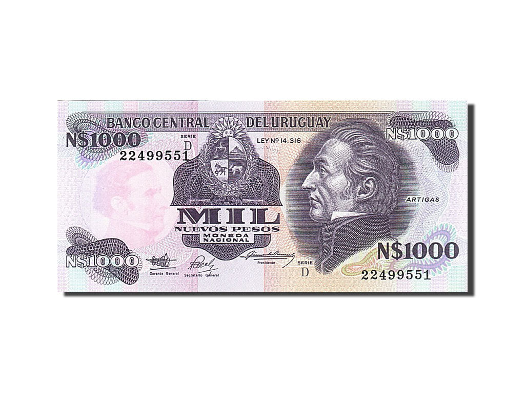Banknote, Uruguay, 1000 Nuevos Pesos, 1978-1988, 1981, KM:64b, UNC(65-70)