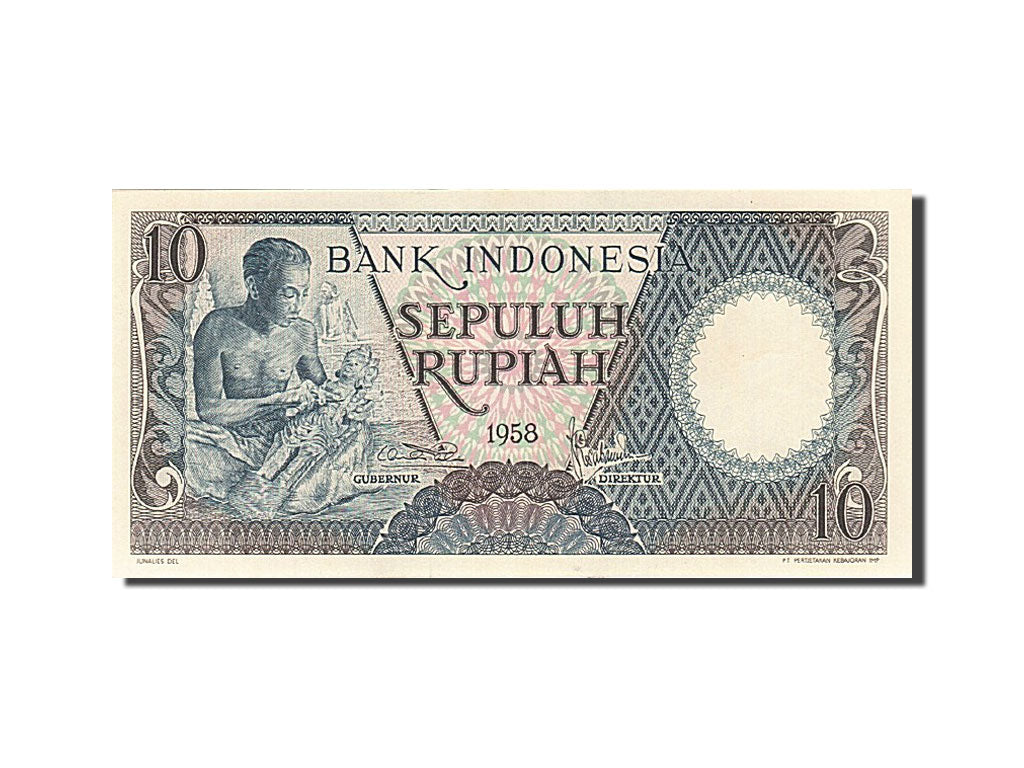 Geldschein, Indonesien, 10 Rupiah, 1958, 1958, KM:56, UNZ