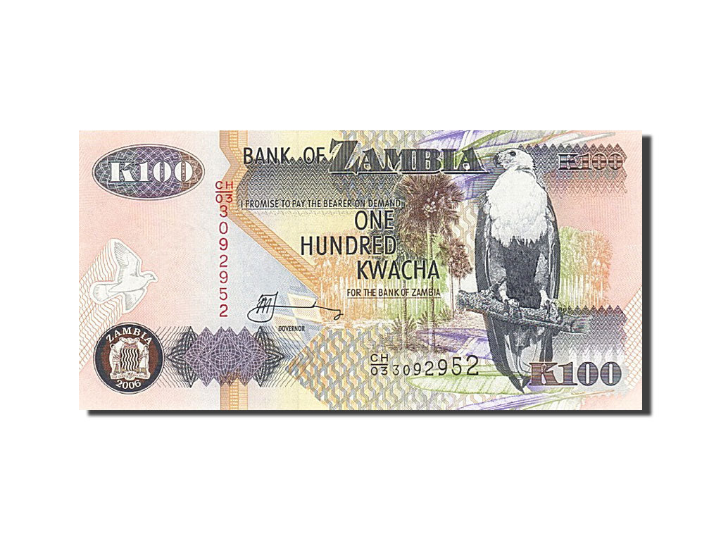 Banknote, Zambia, 100 Kwacha, 1992-1996, 2006, KM:38f, UNC(65-70)