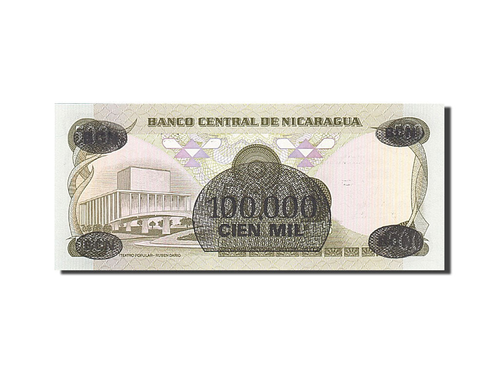 Banknot, Nicaragua, 100,000 Córdobas on 500 Córdobas, 1987, 1987, KM:149