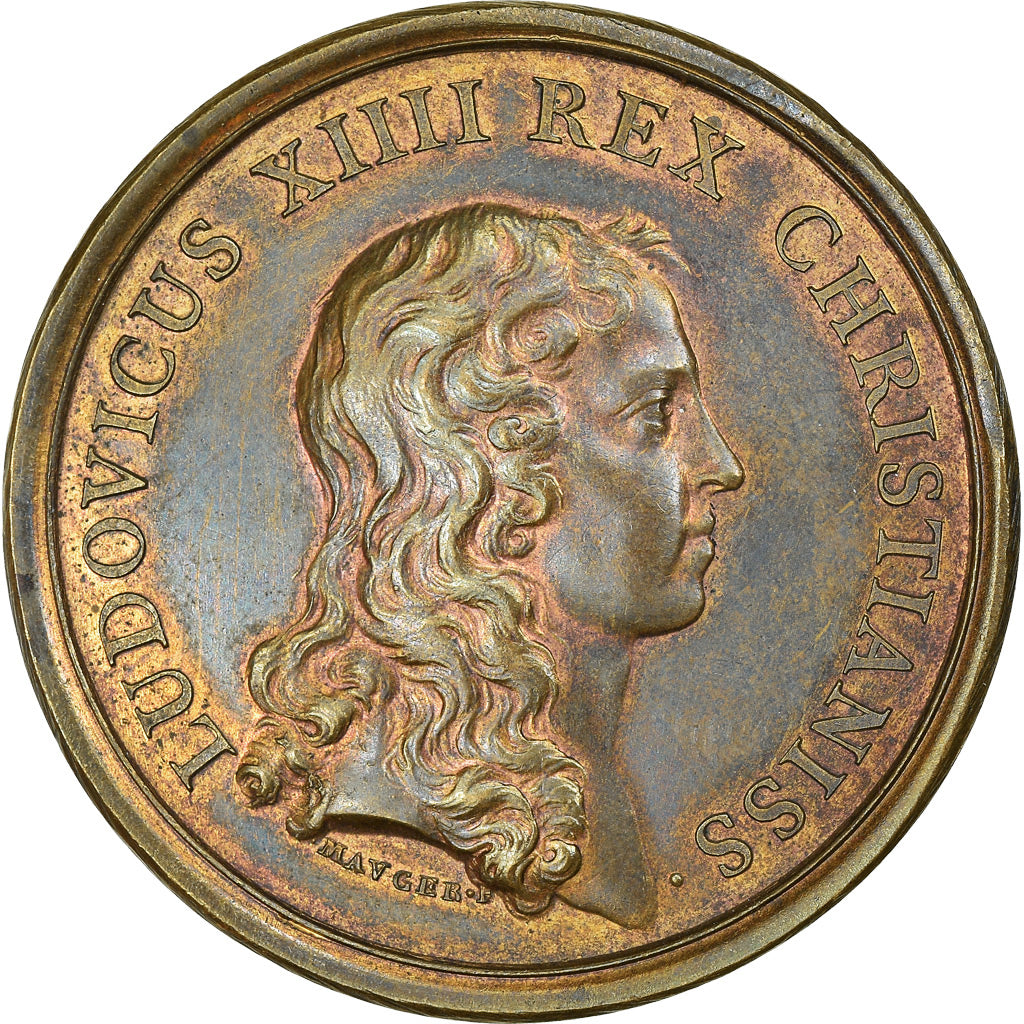 França, medalha, Luís XIV, La majorité du Roi, 1651, Cobre, Mauger