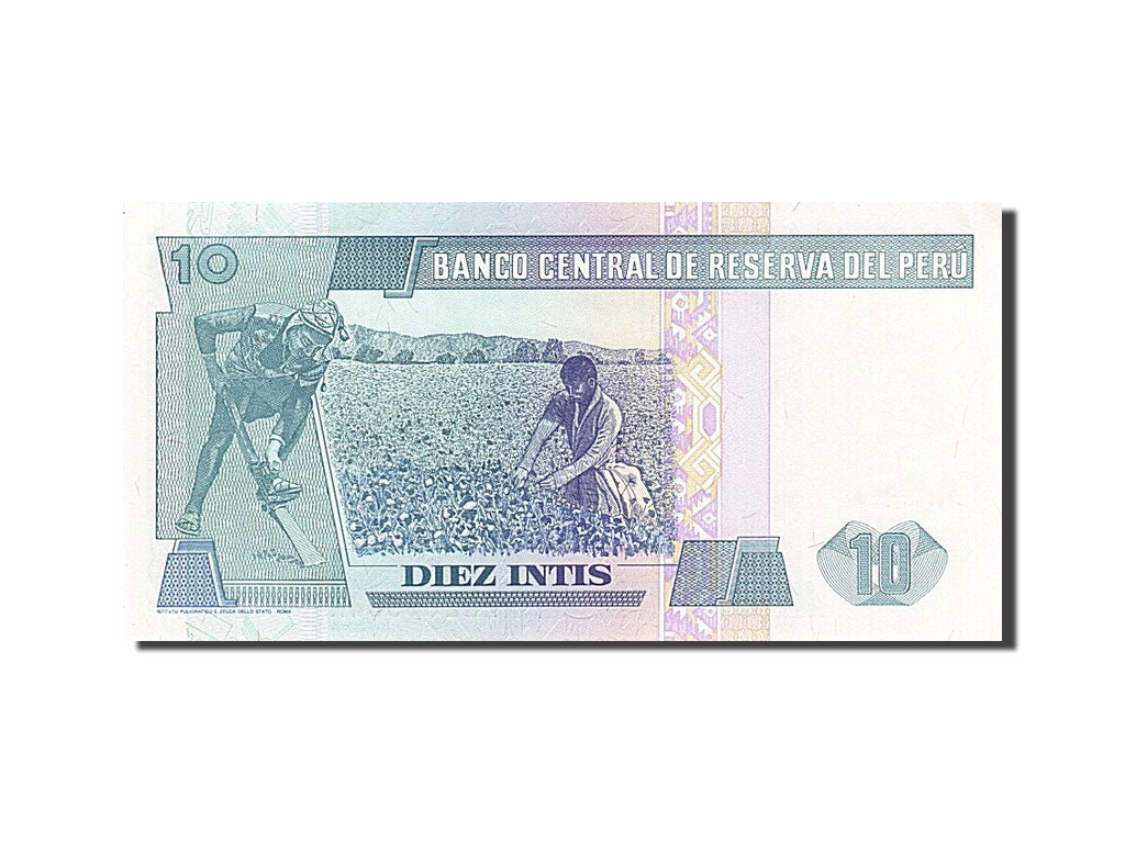 Geldschein, Peru, 10 Intis, 1985-1991, 1987-06-26, KM:129, UNZ-