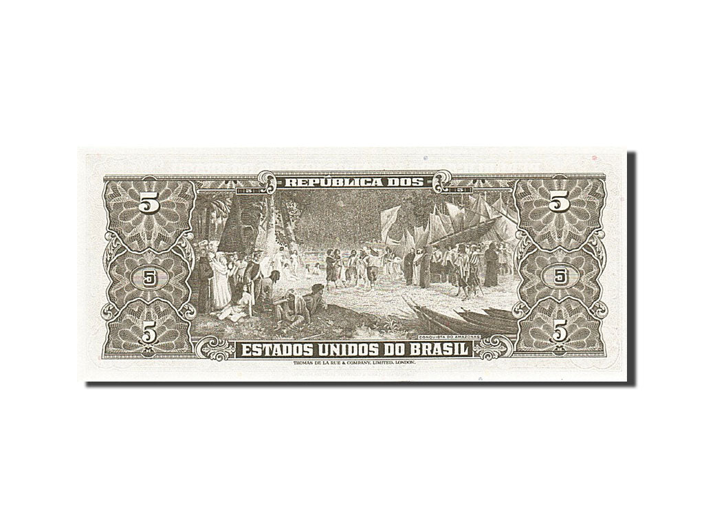 Banknote, Brazil, 5 Cruzeiros, 1962-64, Undated (1962), KM:176a, UNC(65-70)