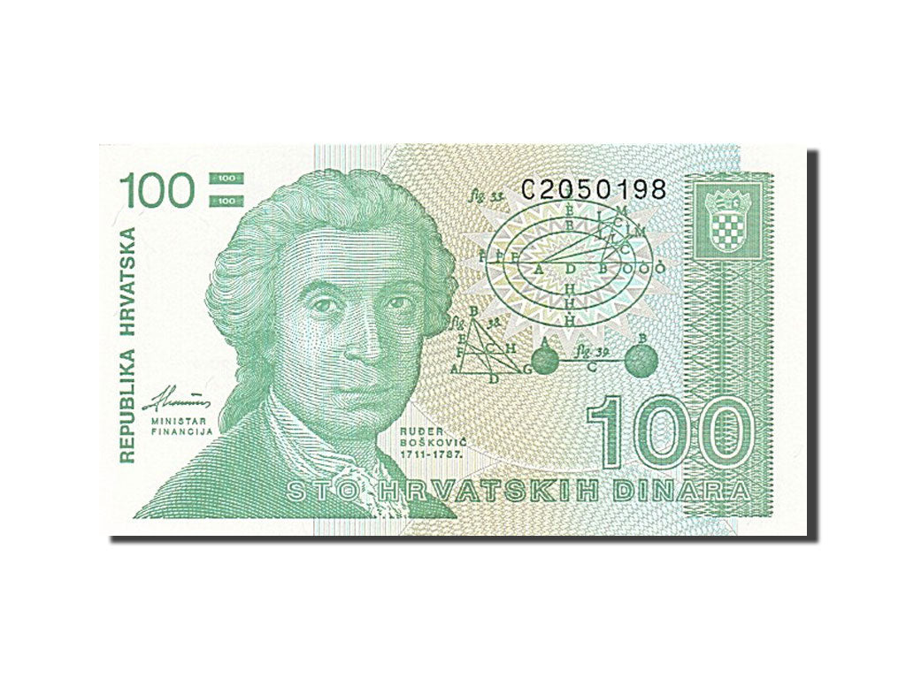 Banknote, Croatia, 100 Dinara, 1991-1993, 1991-10-08, KM:20a, UNC(65-70)