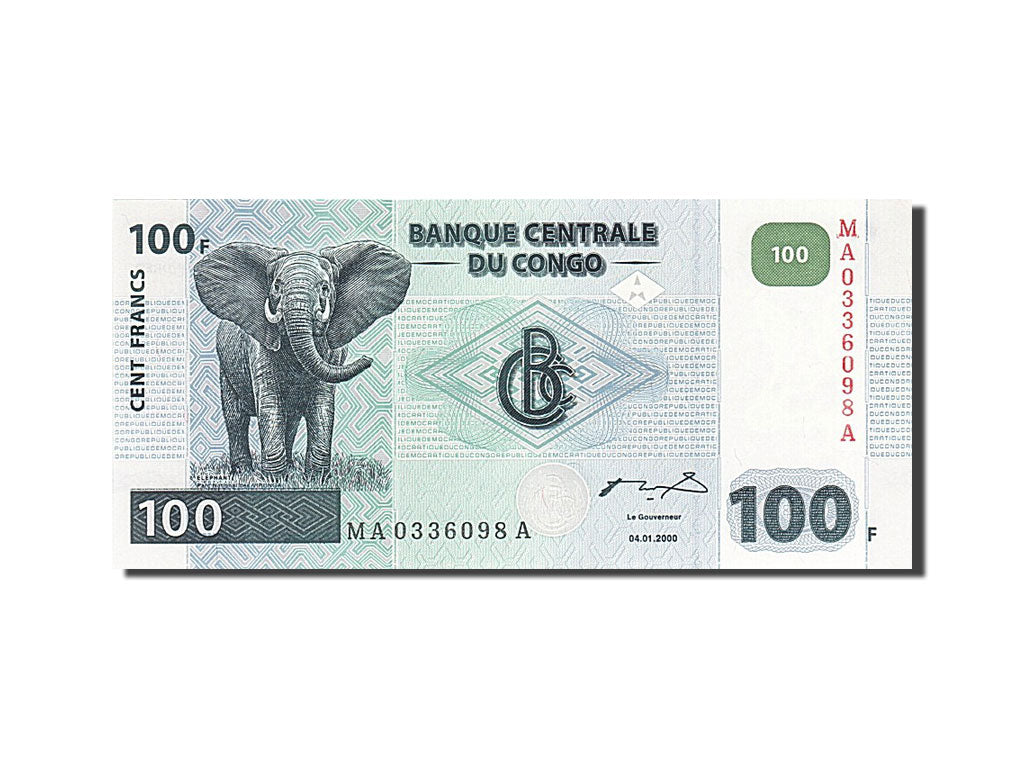 Biljet, Democratische Republiek Congo, 100 Francs, 2000, 2000-01-04, KM:92a