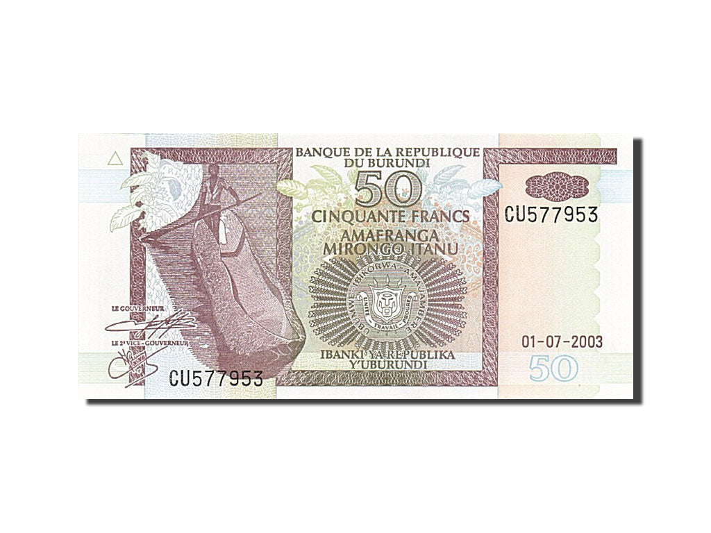 Banknote, Burundi, 50 Francs, 1993-1997, 2003-07-01, KM:36d, UNC(65-70)