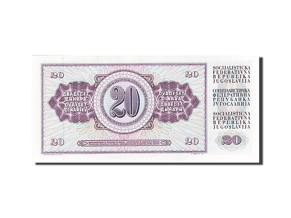 Geldschein, Jugoslawien, 20 Dinara, 1978, 1981-11-04, KM:88b, UNZ