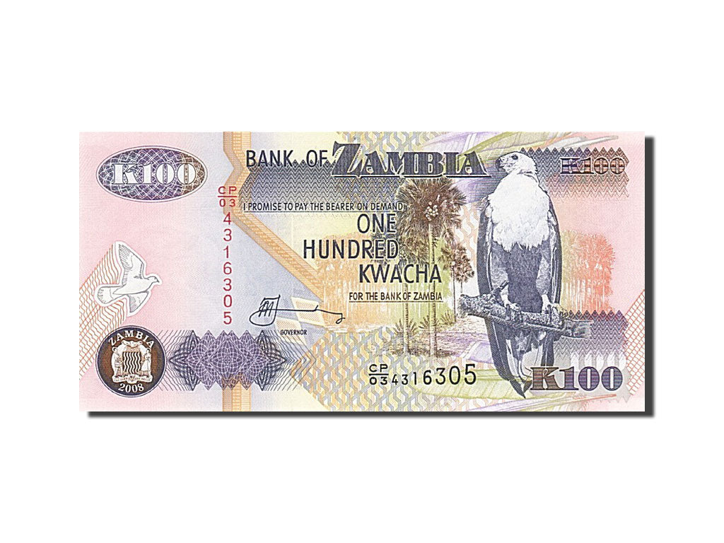 Banknote, Zambia, 100 Kwacha, 1992-1996, 2008, KM:38g, UNC(65-70)