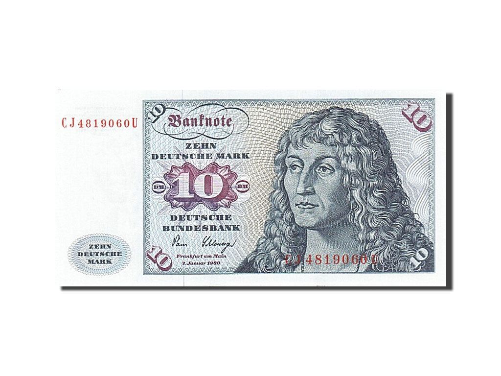 Geldschein, Bundesrepublik Deutschland, 10 Deutsche Mark, 1970-1980, 1980-01-02
