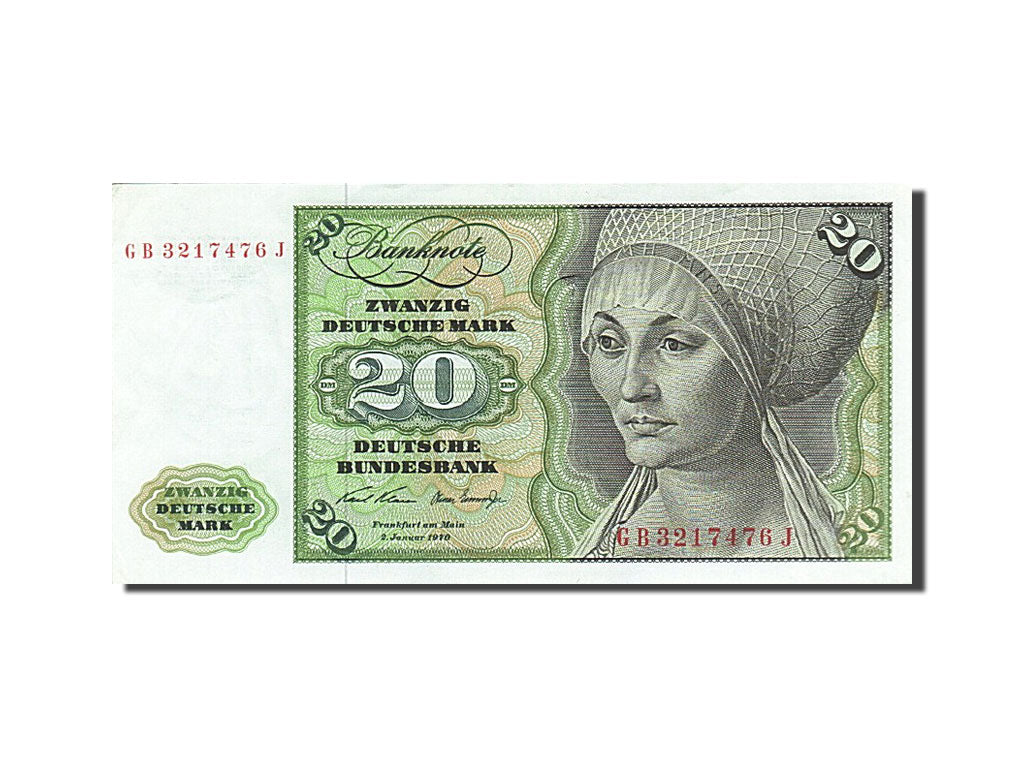 Banknot, Niemcy - RFN, 20 Deutsche Mark, 1970-1980, 1970-01-02, KM:32a