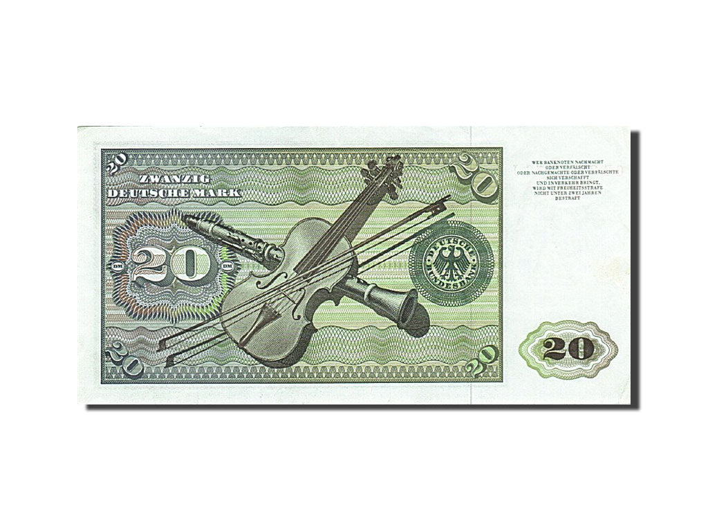 Banknot, Niemcy - RFN, 20 Deutsche Mark, 1970-1980, 1970-01-02, KM:32a