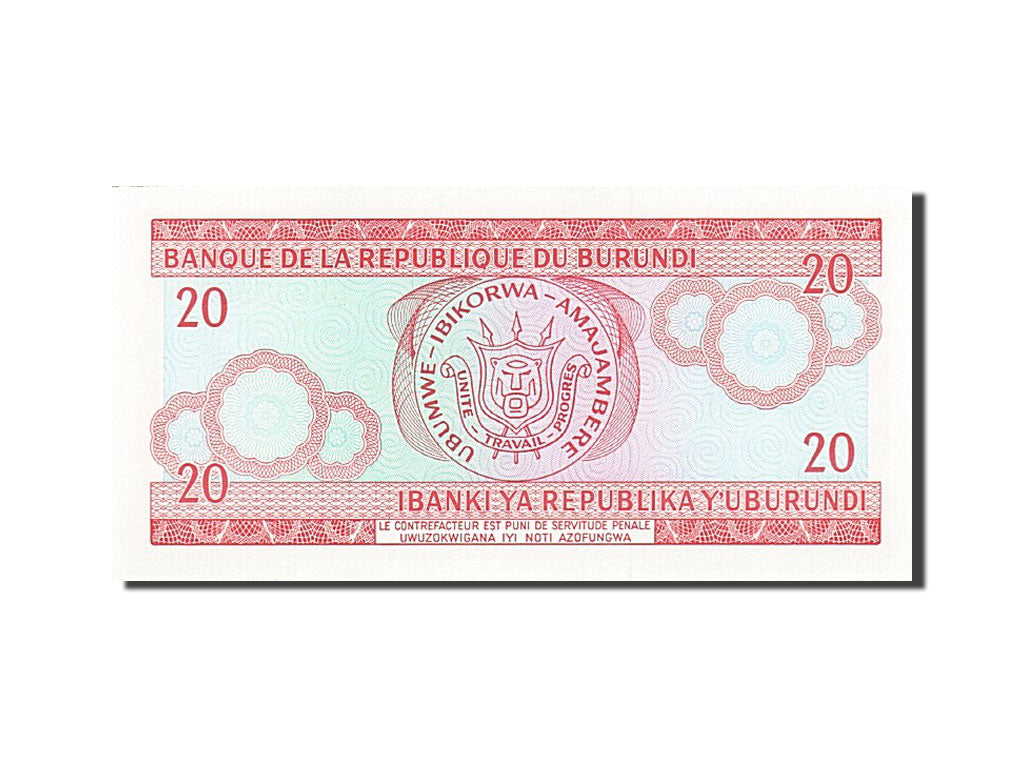 Biljet, Burundi, 20 Francs, 1975-1978, 2007-11-01, KM:27d, NIEUW