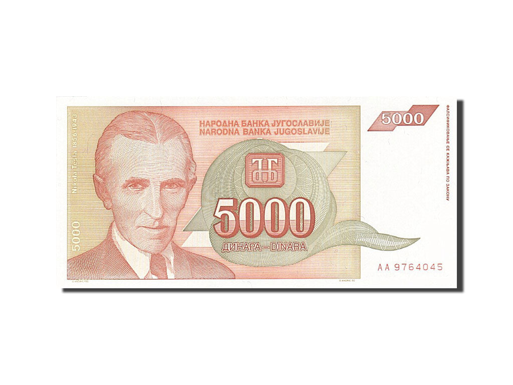 Billete, 5000 Dinara, 1993, Yugoslavia, KM:128, 1993, UNC