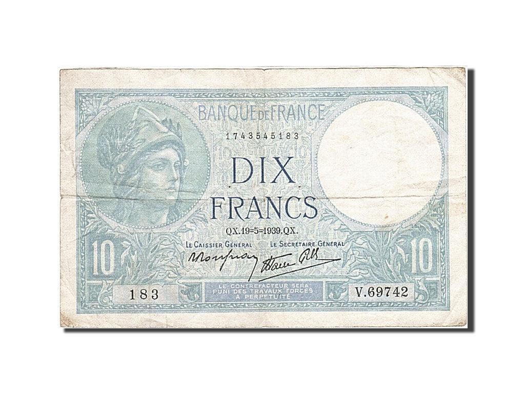 Billet, France, 10 Francs, 1915, 1939-05-19, TB, Fayette:7.3, KM:84
