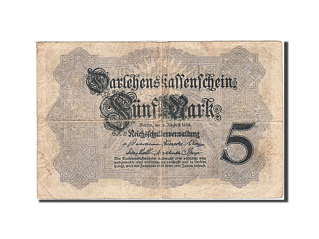 Banconote, Germania, 5 Mark, 1914, KM:47b, 1914-08-05, B