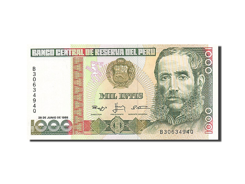 Banconote, Perù, 1000 Intis, 1985-1991, KM:136b, 1988-06-28, FDS