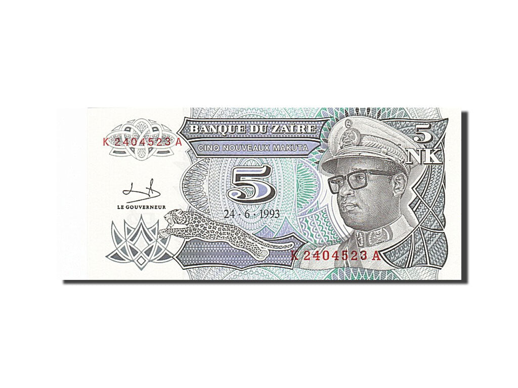 Billete, 5 Nouveaux Makuta, 1993, Zaire, KM:48a, 1993-06-24, SC