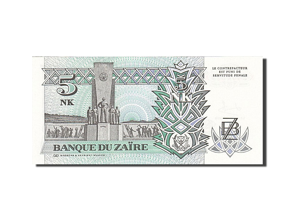 Billete, 5 Nouveaux Makuta, 1993, Zaire, KM:48a, 1993-06-24, SC