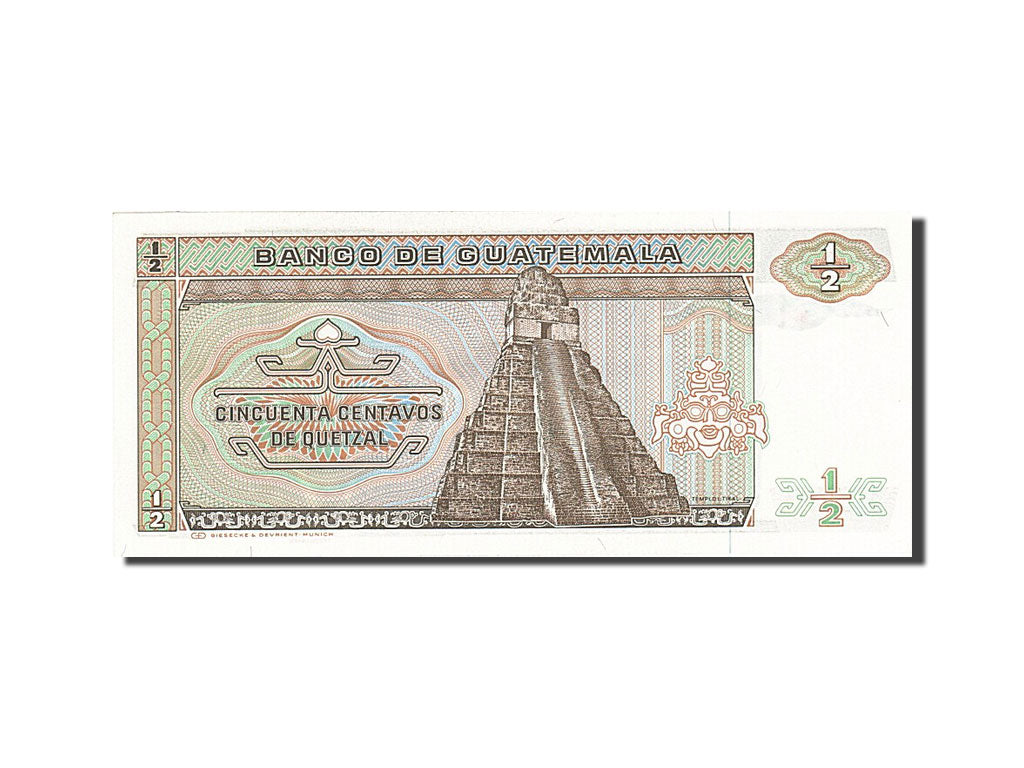 Banknote, Guatemala, 1/2 Quetzal, 1983, 1986-01-03, KM:65, UNC(65-70)