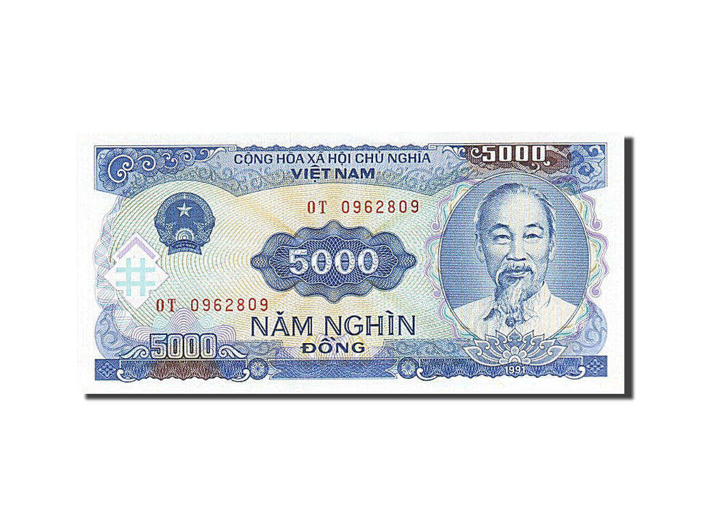 Banknote, Vietnam, 5000 D<ox>ng, 1988-1991, 1991, KM:108a, UNC(65-70)