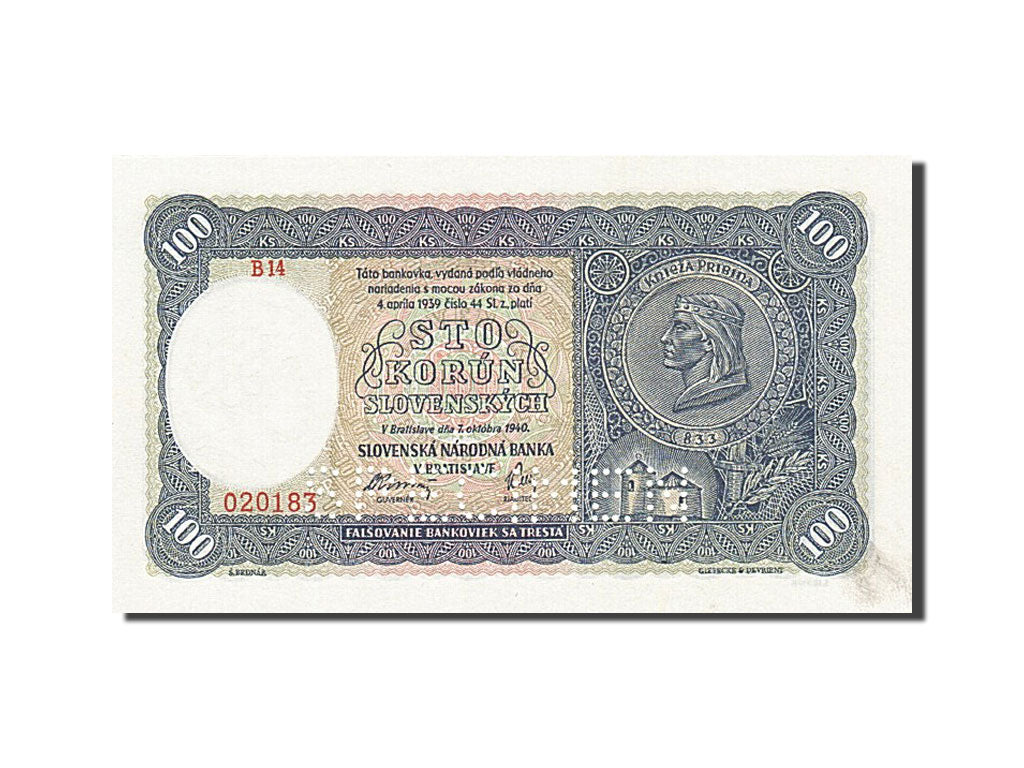 Geldschein, Slowakei, 100 Korun, L.1940, 1940-10-07, KM:10a, UNZ-