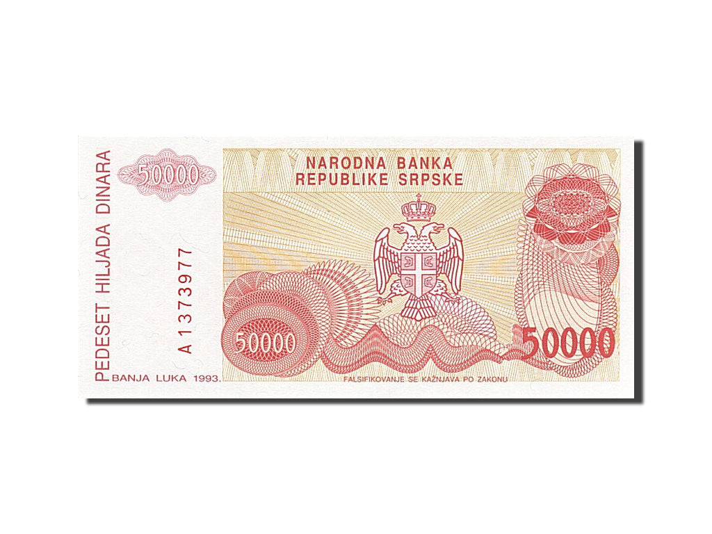Banknot, Bośnia-Hercegowina, 50,000 Dinara, 1993, 1993, KM:150a, UNC(65-70)