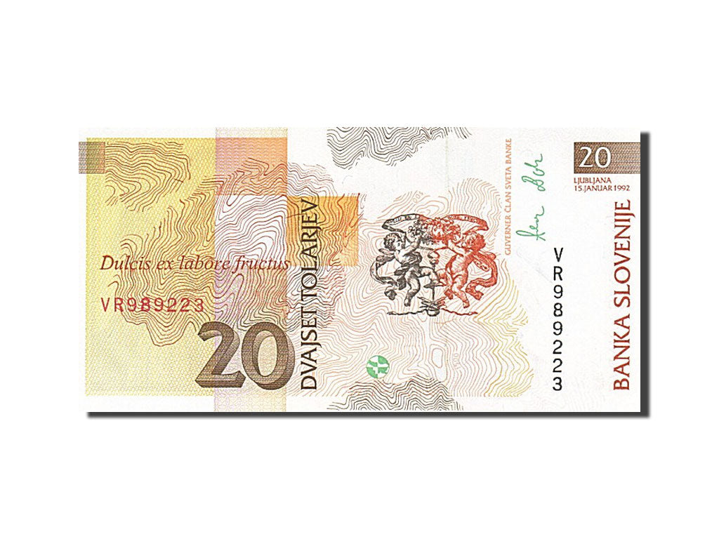 Banconote, Slovenia, 20 Tolarjev, 1992-1993, KM:12a, 1992-01-15, FDS