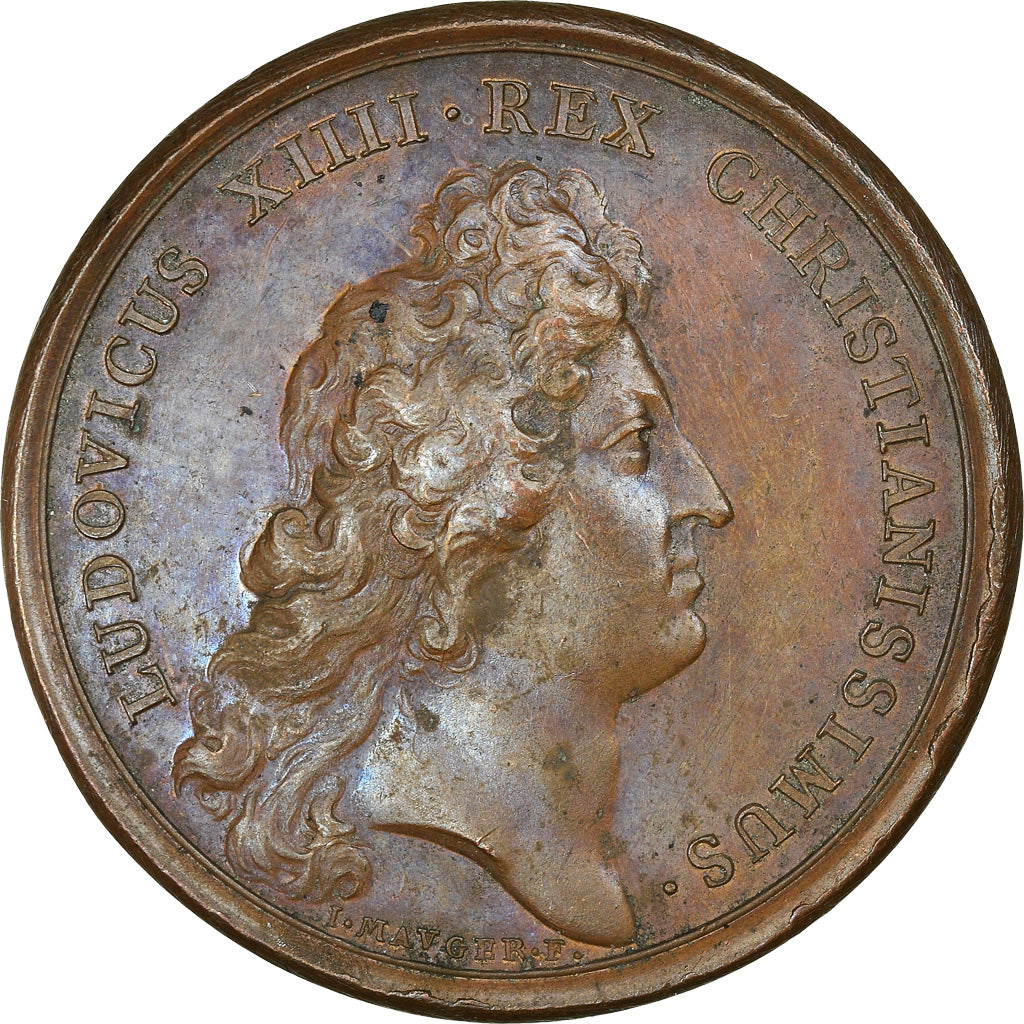 França, Medal, Louis XIV, Le Roi tenant le Sceau, História, 1672, Mauger