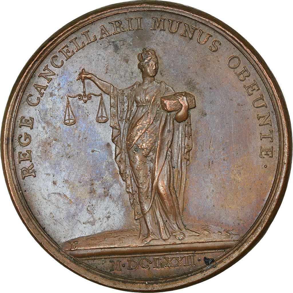França, Medal, Louis XIV, Le Roi tenant le Sceau, História, 1672, Mauger