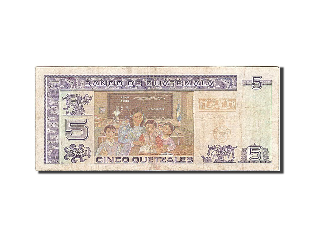 Banknot, Guatemala, 5 Quetzales, 1993-1995, 1995-06-16, KM:88b, VF(30-35)